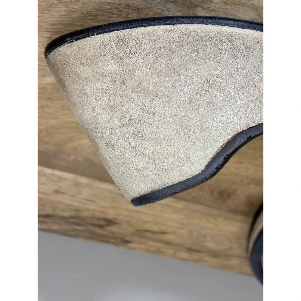 Donald J Pliner Valya Wedge Sandal Tan Suede Leather Italian Made 8.5 M Good